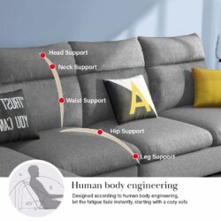 Lauren 383 L Shape Sofa Canvas Fabric Cloth - Image 5
