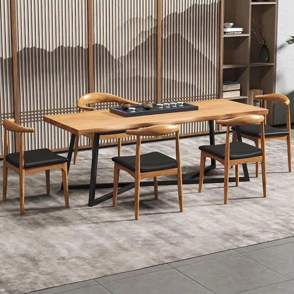 MODERN DINING / MEETING /STUDY TABLE With Black Steel - Image 2