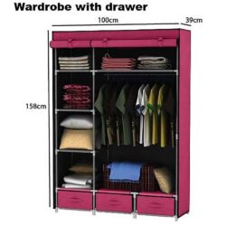 Wardrobe with Drawer / Almari Baju Rak Baju Clothes Organization Storage Rack Cabinet - Image 8