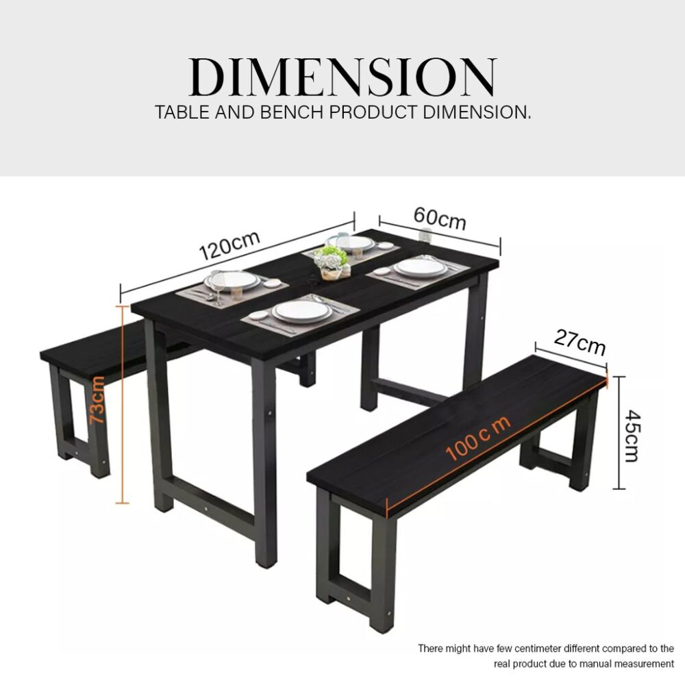 Dining Table With 2 Bench Set / Contemporary Simple Rectangular/ set meja makan / meja set kanteen - Image 7