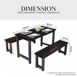 Dining Table With 2 Bench Set / Contemporary Simple Rectangular/ set meja makan / meja set kanteen - Image 7