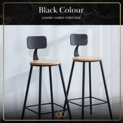 Orea Bar Stool High Foot Round Bar Stool With Backrest - Image 3