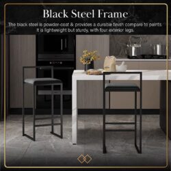 Zavier Black Steel High Bar Stool - Image 3