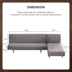 210CM Kingsley L Shape Sofa / 4 Seater Foldable Sofa Bed / Sofa Murah with Canvas fabric with 1 Year Warranty - Image 8