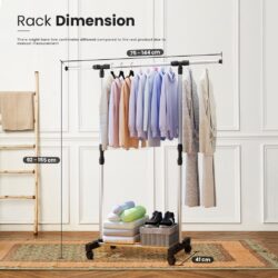 Garment Rack Cloth Hanger And Organizer Wheel Single Pole Hanger Cloth Laundry Dryer Rack - Image 2