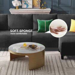 Lauren 388 4 Seater L Shape Designer Canvas Sofa with Stool 1 YEAR WARRANTY / Sofa Besar & High quality - Image 6