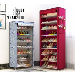 Multilayer Shoe Rack Dustproof Multilayer Cabinet Shelf Storage Rak Kasut - Image 3
