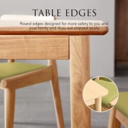 120 x 60 cm ALMA Muji Style Solid Rubber Wood Dining Set / Solid Wood Table High Quality - Image 5