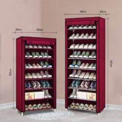 Multi Shoe Rack 8& 10 Tiers Curtain Wardrobe Rak Kasut - Image 8