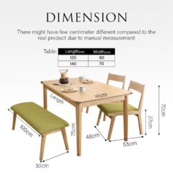 120 x 60 cm ALMA Muji Style Solid Rubber Wood Dining Set / Solid Wood Table High Quality - Image 7