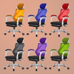 Mesh High Back Reclining Lock Office Chair With Hidden Leg Rest - Kerusi Pejabat - Image 3