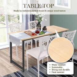 120x60 Contemporary Dining Table Black Steel with 4 White 3V HIVE Dining Chair - Image 3