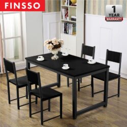 CONTEMPORARY White/Black Steel Rectangular Design Dining Table - Image 2