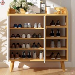 AVA 4 Layer Wooden Shoe Rack with door / Rak Kasut / Space Saving Rack / Almari Kasut - Image 3