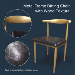 Eames Wooden Table with Marble Texture Table Top Gold Metal Frame Dining Set / 1 Table + 4 Chairs - Image 5