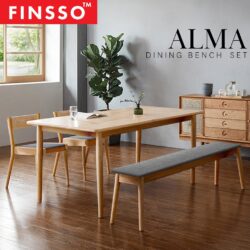 120 x 60 cm ALMA Muji Style Solid Rubber Wood Dining Set / Solid Wood Table High Quality - Image 3