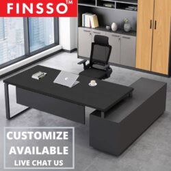CEO OFFICE TABLE WITH RACK / Director table with rack / Meja Boss - Image 2