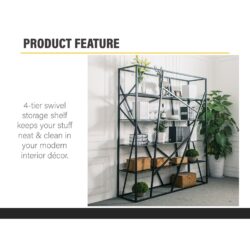 FULLY ASSEMBLE American Iron Multi- Storey Bookcase/ Hall divider - Image 5