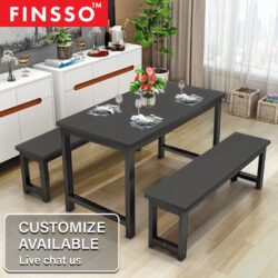 Dining Table With 2 Bench Set / Contemporary Simple Rectangular/ set meja makan / meja set kanteen - Image 2