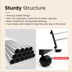 Garment Rack Cloth Hanger And Organizer Wheel Single Pole Hanger Cloth Laundry Dryer Rack - Image 6
