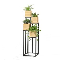 PLANT DECORATION SHELF WITH WOOD PIECES