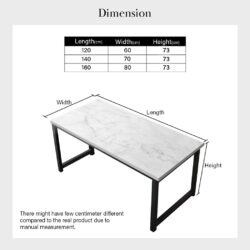 120CM/140CM/160CM Denver Marble Texture Study Table/ Working Office Table/MEJA - Image 9