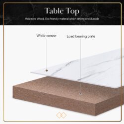 Parsons Marble Texture Wooden Bar Table with Gold Metal Frame + 2 Bar Stools - Image 3