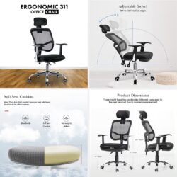 Ergonomic & Height Adjustable High Backrest Swivel Office Chair - Image 7