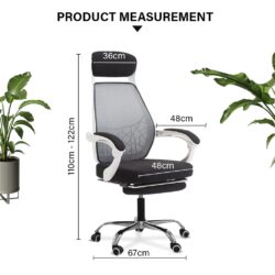 Office Chair With Leg Rest - Fagelbo Black / White Frame Designer High Mesh Back - Image 8