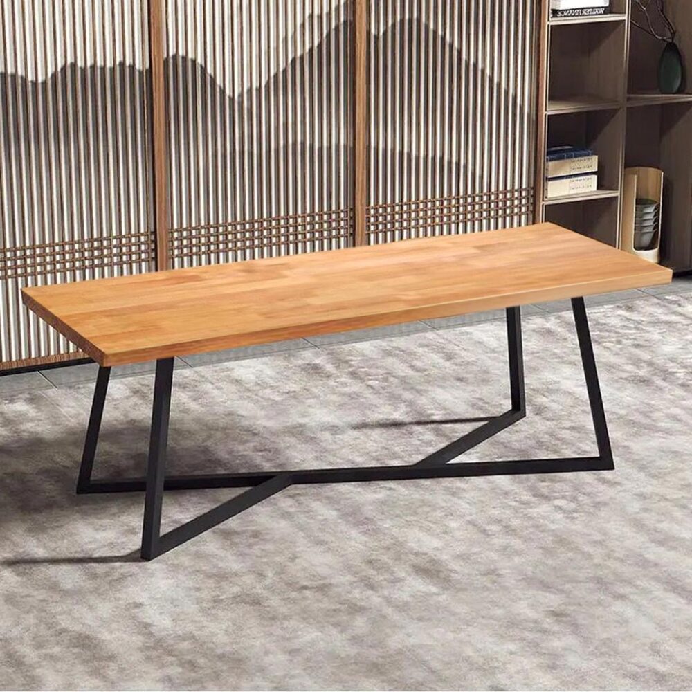 MODERN DINING / MEETING /STUDY TABLE With Black Steel - Image 4