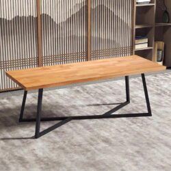MODERN DINING / MEETING /STUDY TABLE With Black Steel - Image 4