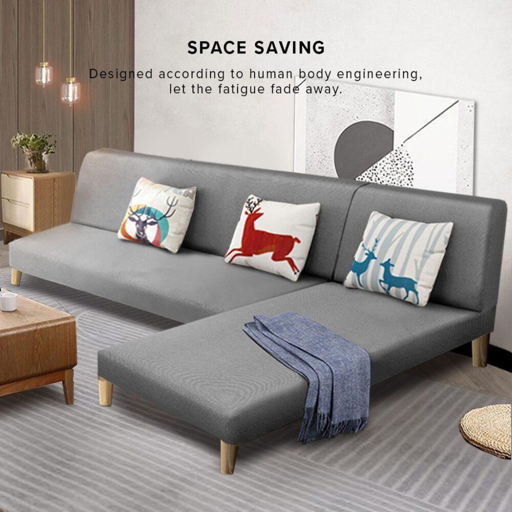 210CM Kingsley L Shape Sofa / 4 Seater Foldable Sofa Bed / Sofa Murah with Canvas fabric with 1 Year Warranty - Image 3