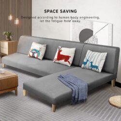 210CM Kingsley L Shape Sofa / 4 Seater Foldable Sofa Bed / Sofa Murah with Canvas fabric with 1 Year Warranty - Image 3