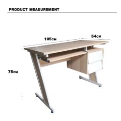105x75cm ALADDIN OFFICE TABLE / STUDY TABLE With white Steel - Image 3