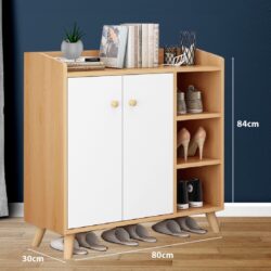 AVA 4 Layer Wooden Shoe Rack with door / Rak Kasut / Space Saving Rack / Almari Kasut - Image 8