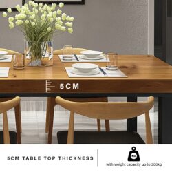 180 x 80 cm Titus Design 5 cm Solid Rubber Wood Dining Meeting Table - Image 6