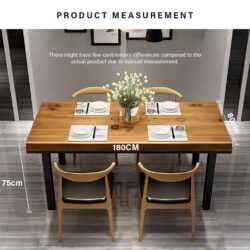 180 x 80 cm Titus Design 5 cm Solid Rubber Wood Dining Meeting Table - Image 7