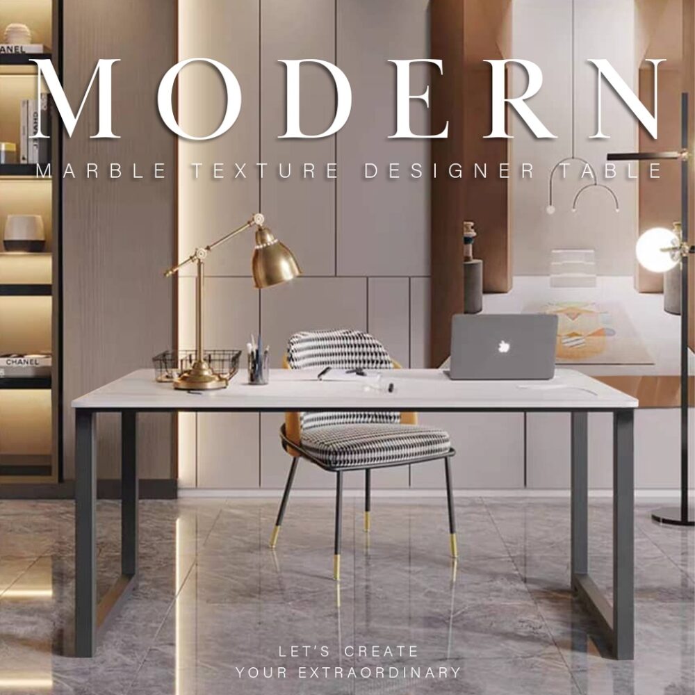 120CM/140CM/160CM Denver Marble Texture Study Table/ Working Office Table/MEJA - Image 6