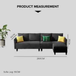 Lauren 388 4 Seater L Shape Designer Canvas Sofa with Stool 1 YEAR WARRANTY / Sofa Besar & High quality - Image 8