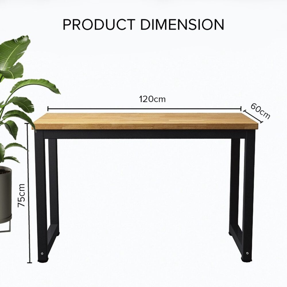 Mckenna Solid Rubber Wood 120x60cm Study Table / Dining Table - Image 8