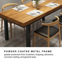 180 x 80 cm Titus Design 5 cm Solid Rubber Wood Dining Meeting Table - Image 5