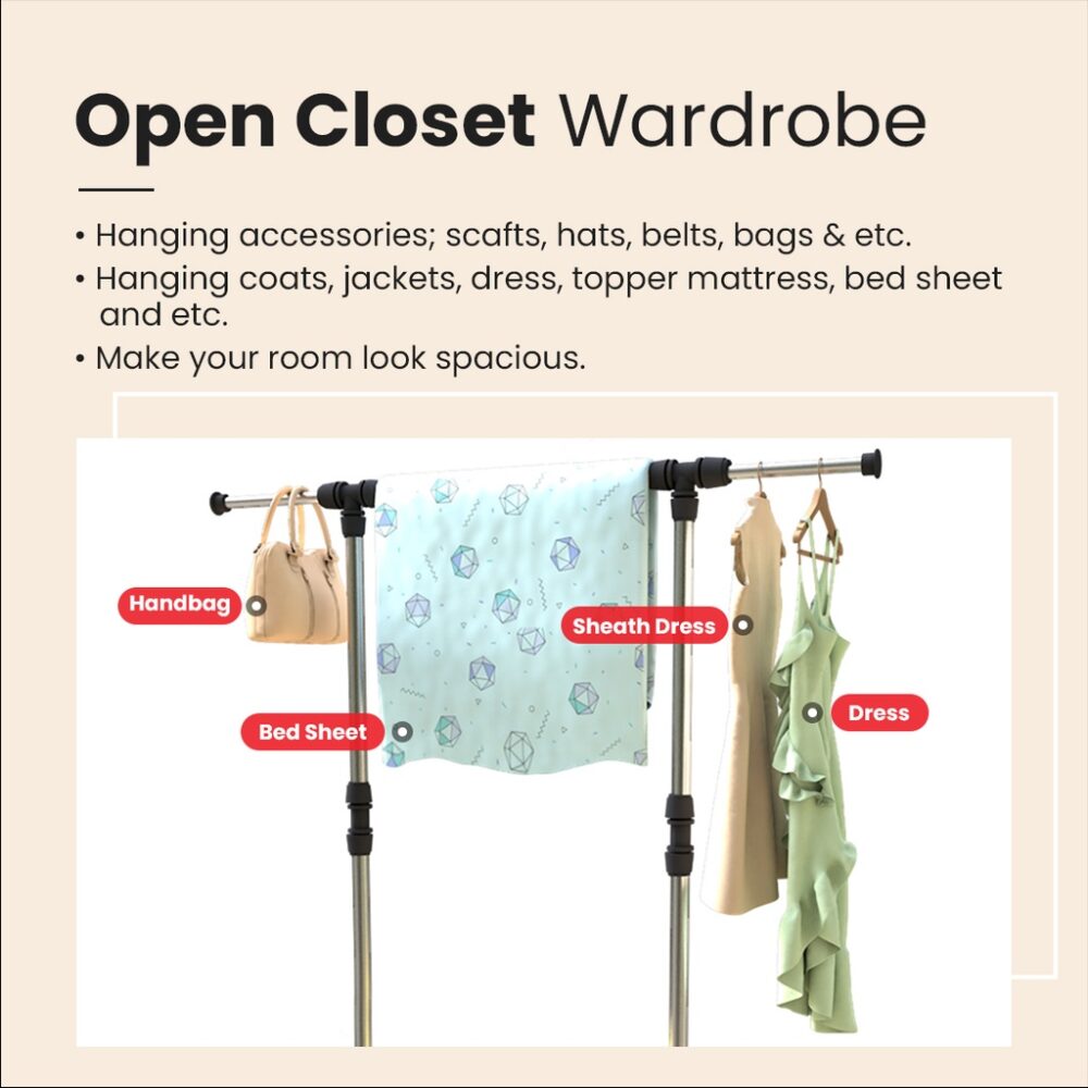 Garment Rack Cloth Hanger And Organizer Wheel Single Pole Hanger Cloth Laundry Dryer Rack - Image 4