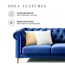 Hernanzo 20 Velvet Fabric Post Modern Chesterfield Luxury Sofa Set - Image 4