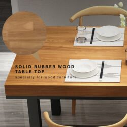 180 x 80 cm Titus Design 5 cm Solid Rubber Wood Dining Meeting Table - Image 3