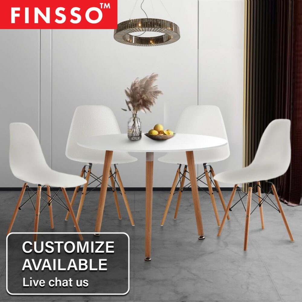 EAMES Kitchen Round Coffee Dining Table WITH 4 CHAIRS