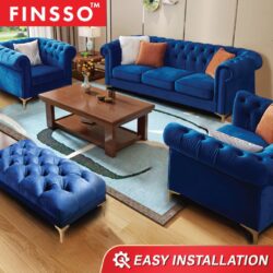 Hernanzo 20 Velvet Fabric Post Modern Chesterfield Luxury Sofa Set