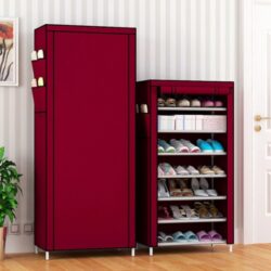 Multilayer Shoe Rack Dustproof Multilayer Cabinet Shelf Storage Rak Kasut - Image 4