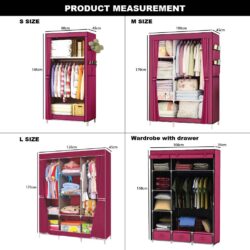 Wardrobe with drawer Almari Baju laci/ Rak Baju / Almari Kain murah / wardrobe - Image 9