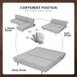 210CM Kingsley L Shape Sofa / 4 Seater Foldable Sofa Bed / Sofa Murah with Canvas fabric with 1 Year Warranty - Image 7