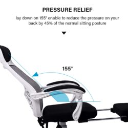 Office Chair With Leg Rest - Fagelbo Black / White Frame Designer High Mesh Back - Image 2